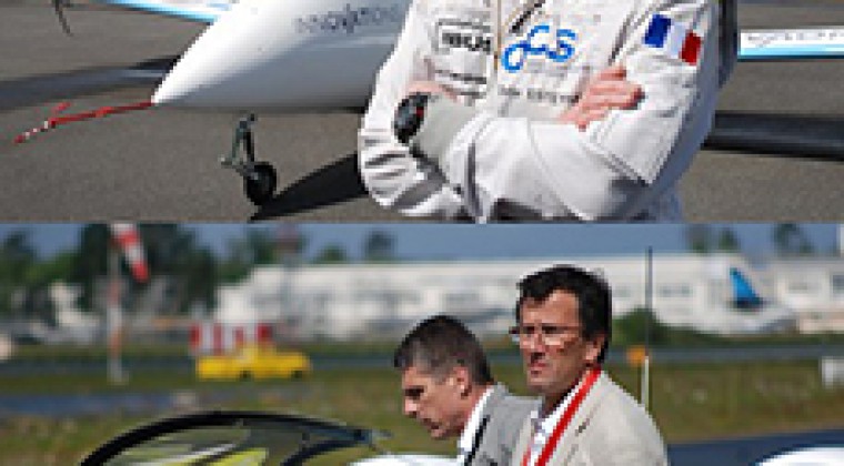 Francis Deborde et Didier Esteyne pour la mise au point de l’avion électrique