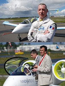 Francis Deborde et Didier Esteyne pour la mise au point de l’avion électrique