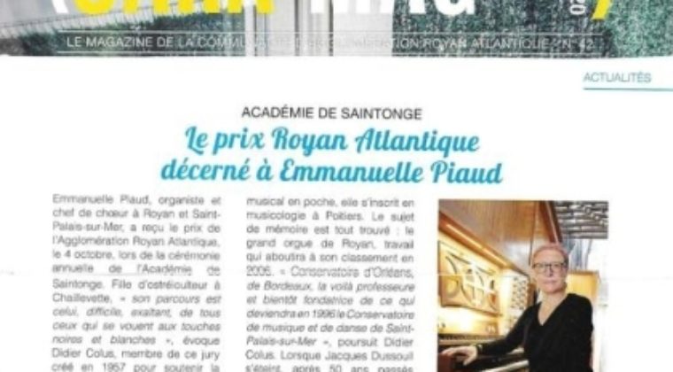 Le prix Royan Atlantique décerné à Emmanuelle Piaud
