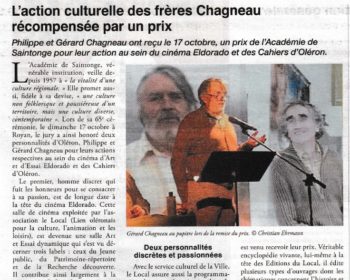 L’action culturelle des frères Chagneau récompensée par un prix