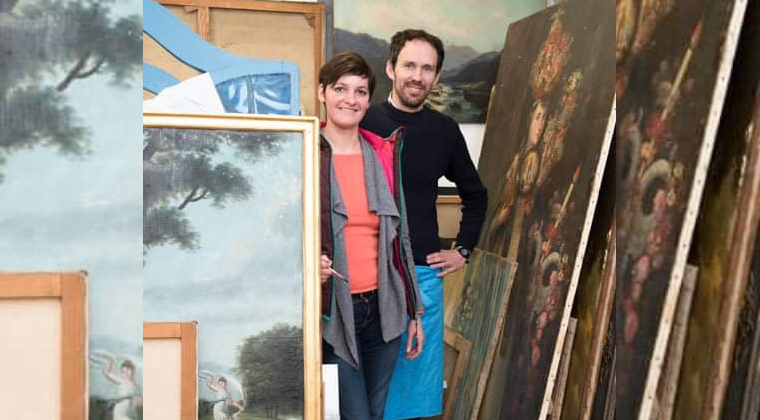 David Pacaud et Aurélie Allavoine, restaurateurs de tableaux